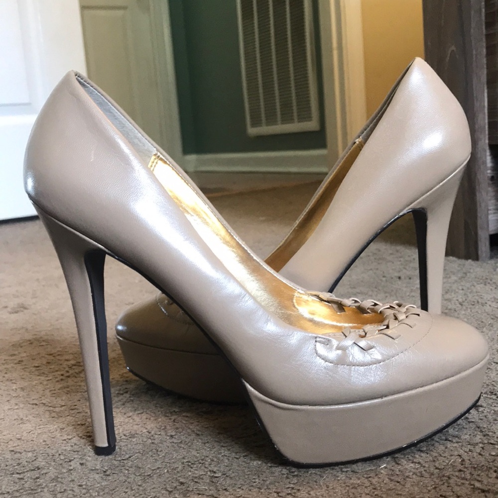 Leather nude heels